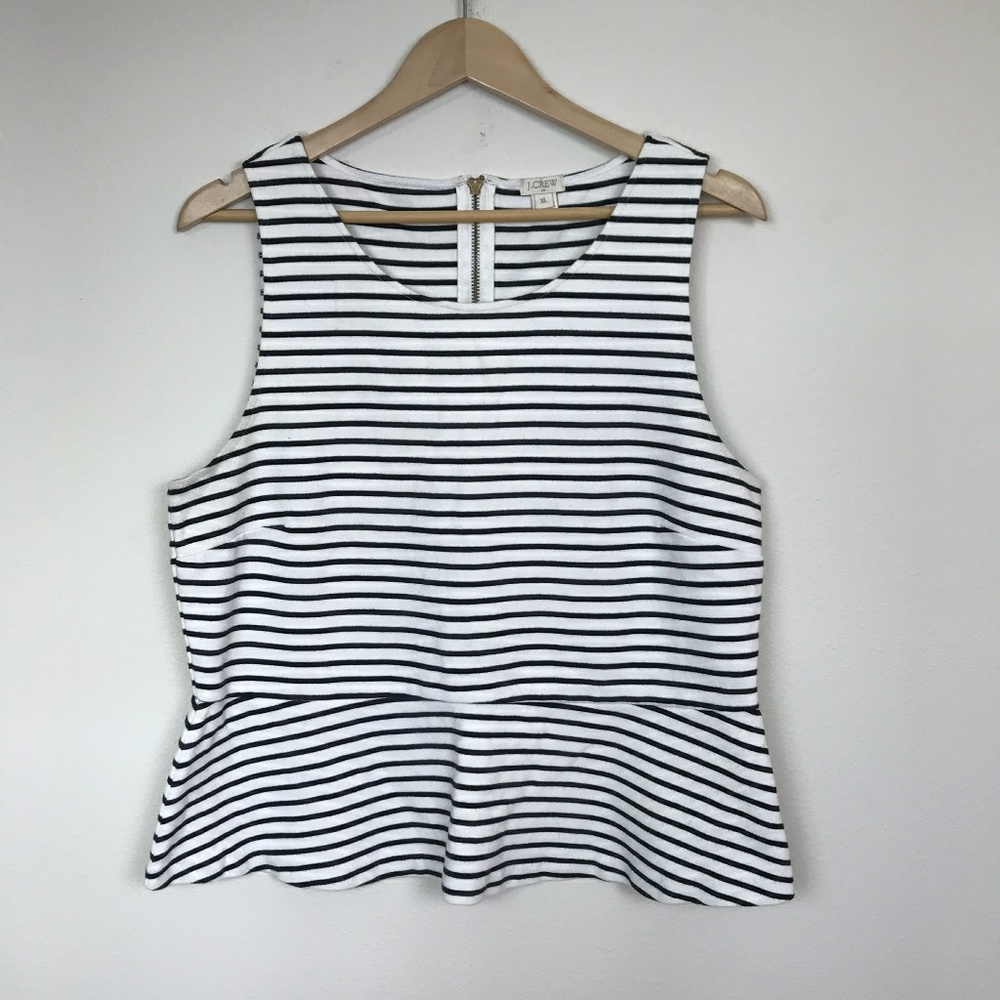 J. Crew Top Blouse Sleeveless Striped Sz: XL - Picture 1 of 6